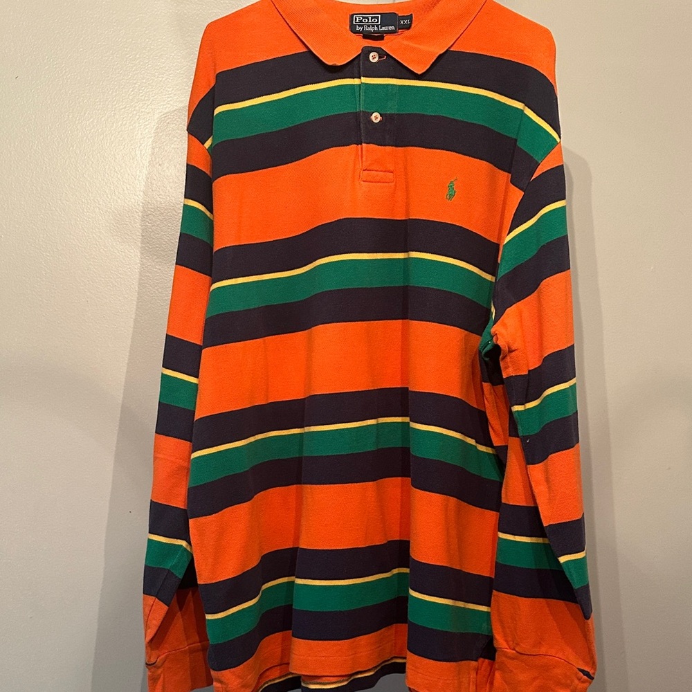 Ralph Lauren Men's Orange Striped Polo Shirt